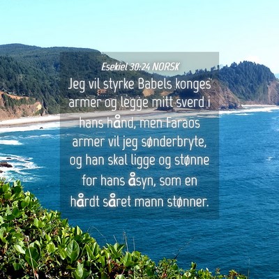 Picture 04 - Esekiel 30:24 NORSK - Jeg vil styrke Babels konges armer og legge mitt - Bible Verse Picture