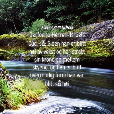 Picture 04 - Esekiel 31:10 NORSK - Derfor sa Herren, Israels Gud, så: Siden han er - Bible Verse Picture