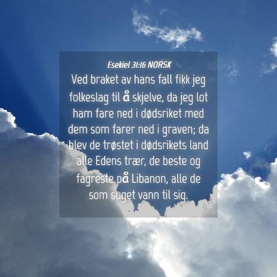 Picture 04 - Esekiel 31:16 NORSK - Ved braket av hans fall fikk jeg folkeslag til å - Bible Verse Picture