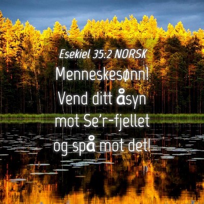 Picture 04 - Esekiel 35:2 NORSK - Menneskesønn! Vend ditt åsyn mot Se'r-fjellet - Bible Verse Picture