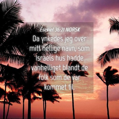 Picture 04 - Esekiel 36:21 NORSK - Da ynkedes jeg over mitt hellige navn, som - Bible Verse Picture