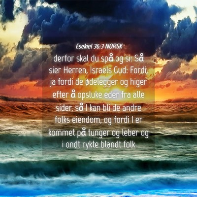 Picture 04 - Esekiel 36:3 NORSK - derfor skal du spå og si: Så sier Herren, - Bible Verse Picture
