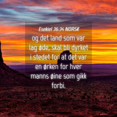 Picture 04 - Esekiel 36:34 NORSK - og det land som var lag øde, skal bli dyrket i - Bible Verse Picture