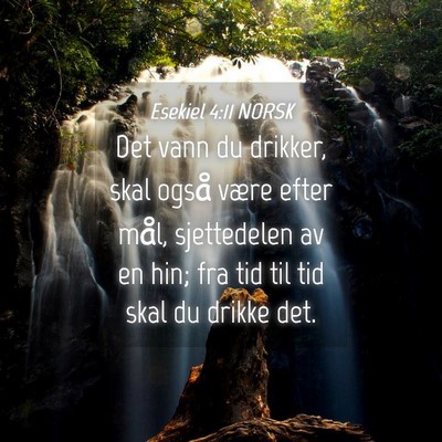 Picture 04 - Esekiel 4:11 NORSK - Det vann du drikker, skal også være efter mål, - Bible Verse Picture