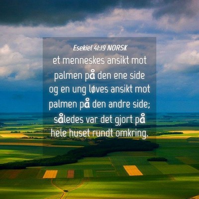 Picture 04 - Esekiel 41:19 NORSK - et menneskes ansikt mot palmen på den ene side - Bible Verse Picture