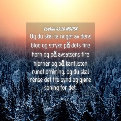 Picture 04 - Esekiel 43:20 NORSK - Og du skal ta noget av dens blod og stryke på - Bible Verse Picture