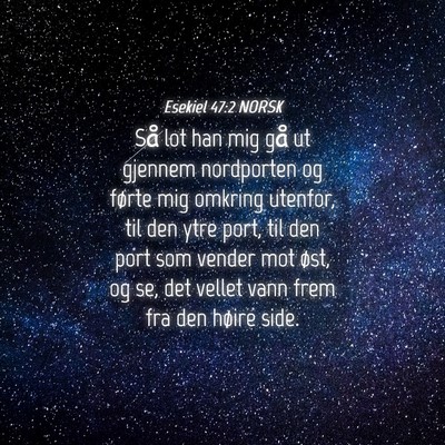 Picture 04 - Esekiel 47:2 NORSK - Så lot han mig gå ut gjennem nordporten og - Bible Verse Picture