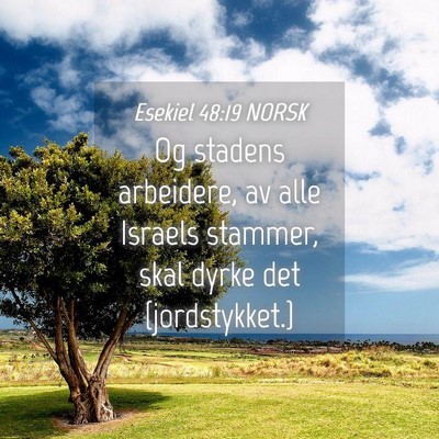 Picture 04 - Esekiel 48:19 NORSK - Og stadens arbeidere, av alle Israels stammer, - Bible Verse Picture