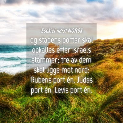 Picture 04 - Esekiel 48:31 NORSK - og stadens porter skal opkalles efter Israels - Bible Verse Picture