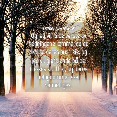 Picture 04 - Esekiel 7:24 NORSK - Og jeg vil la de verste av hedningene komme, og - Bible Verse Picture