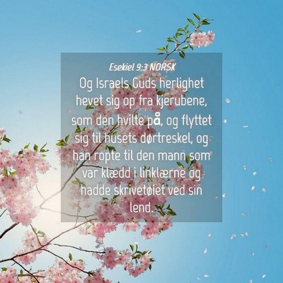 Picture 04 - Esekiel 9:3 NORSK - Og Israels Guds herlighet hevet sig op fra - Bible Verse Picture