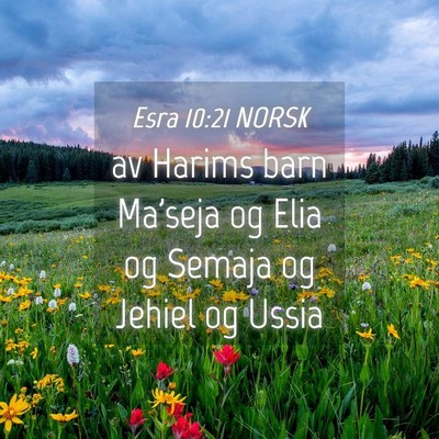 Picture 04 - Esra 10:21 NORSK - av Harims barn Ma'seja og Elia og Semaja og - Bible Verse Picture