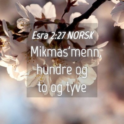 Picture 04 - Esra 2:27 NORSK - Mikmas'menn, hundre og to og - Bible Verse Picture