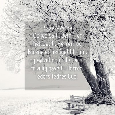 Picture 04 - Esra 8:28 NORSK - Og jeg sa til dem: I er helliget til Herren, og - Bible Verse Picture