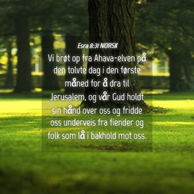 Picture 04 - Esra 8:31 NORSK - Vi brøt op fra Ahava-elven på den tolvte dag i - Bible Verse Picture
