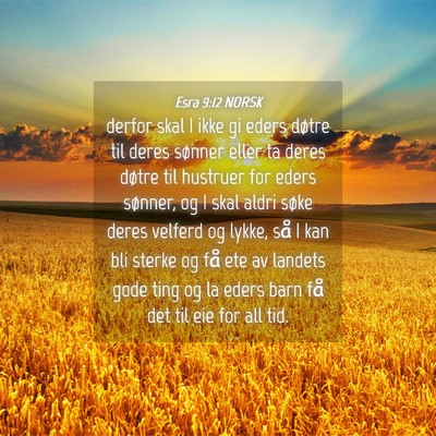 Picture 04 - Esra 9:12 NORSK - derfor skal I ikke gi eders døtre til deres - Bible Verse Picture