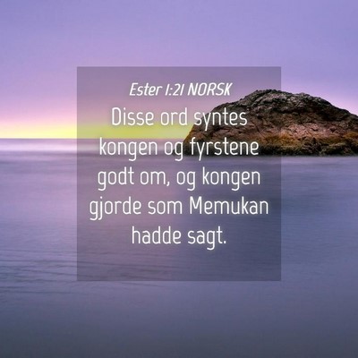 Picture 04 - Ester 1:21 NORSK - Disse ord syntes kongen og fyrstene godt om, og - Bible Verse Picture