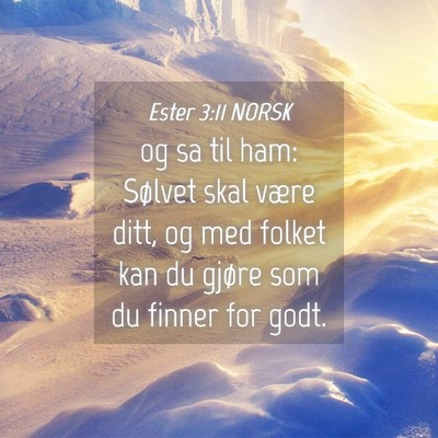 Picture 04 - Ester 3:11 NORSK - og sa til ham: Sølvet skal være ditt, og med - Bible Verse Picture