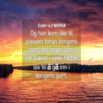 Picture 04 - Ester 4:2 NORSK - Og han kom like til plassen foran kongens port; - Bible Verse Picture