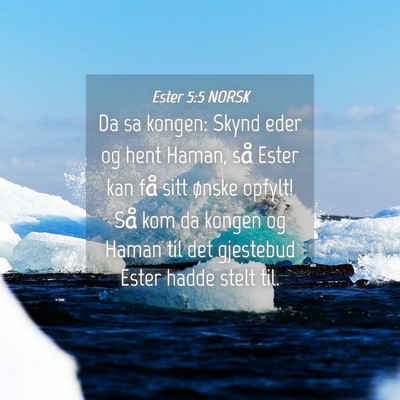 Picture 04 - Ester 5:5 NORSK - Da sa kongen: Skynd eder og hent Haman, så Ester - Bible Verse Picture