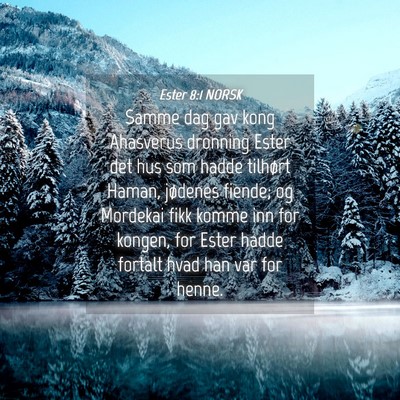Picture 04 - Ester 8:1 NORSK - Samme dag gav kong Ahasverus dronning Ester det - Bible Verse Picture