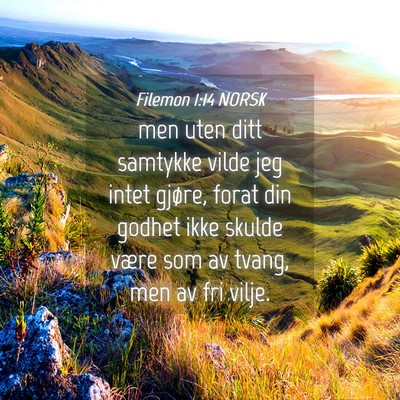 Picture 04 - Filemon 1:14 NORSK - men uten ditt samtykke vilde jeg intet gjøre, - Bible Verse Picture