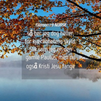 Picture 04 - Filemon 1:9 NORSK - så ber jeg dog heller, for kjærlighetens skyld. - Bible Verse Picture