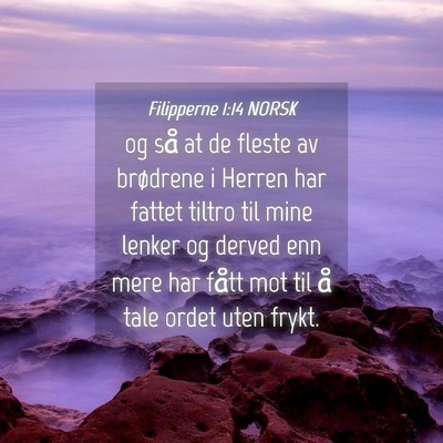 Picture 04 - Filipperne 1:14 NORSK - og så at de fleste av brødrene i Herren har - Bible Verse Picture