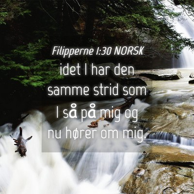 Picture 04 - Filipperne 1:30 NORSK - idet I har den samme strid som I så på mig og - Bible Verse Picture