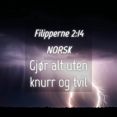 Picture 04 - Filipperne 2:14 NORSK - Gjør alt uten knurr og - Bible Verse Picture