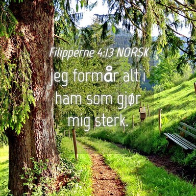 Picture 04 - Filipperne 4:13 NORSK - jeg formår alt i ham som gjør mig - Bible Verse Picture