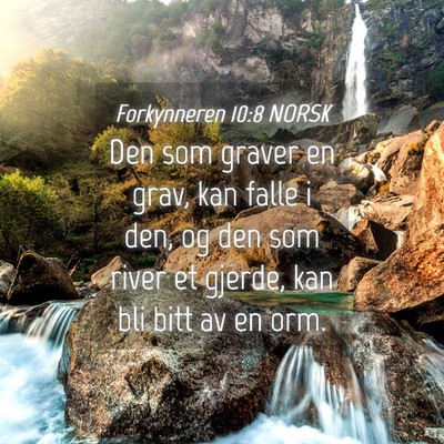 Picture 04 - Forkynneren 10:8 NORSK - Den som graver en grav, kan falle i den, og den - Bible Verse Picture