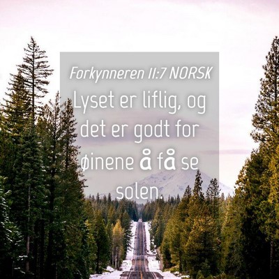 Picture 04 - Forkynneren 11:7 NORSK - Lyset er liflig, og det er godt for øinene å - Bible Verse Picture