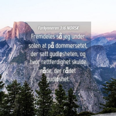 Picture 04 - Forkynneren 3:16 NORSK - Fremdeles så jeg under solen at på dommersetet, - Bible Verse Picture