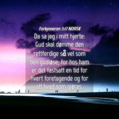 Picture 04 - Forkynneren 3:17 NORSK - Da sa jeg i mitt hjerte: Gud skal dømme den - Bible Verse Picture