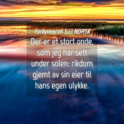 Picture 04 - Forkynneren 5:13 NORSK - Der er et stort onde, som jeg har sett under - Bible Verse Picture