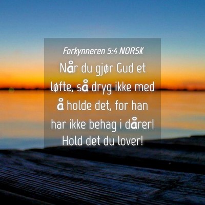 Picture 04 - Forkynneren 5:4 NORSK - Når du gjør Gud et løfte, så dryg ikke med å - Bible Verse Picture