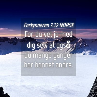 Picture 04 - Forkynneren 7:22 NORSK - For du vet jo med dig selv at også du mange - Bible Verse Picture