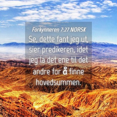 Picture 04 - Forkynneren 7:27 NORSK - Se, dette fant jeg ut, sier predikeren, idet jeg - Bible Verse Picture