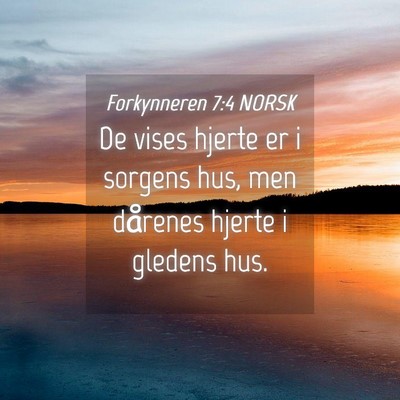 Picture 04 - Forkynneren 7:4 NORSK - De vises hjerte er i sorgens hus, men dårenes - Bible Verse Picture