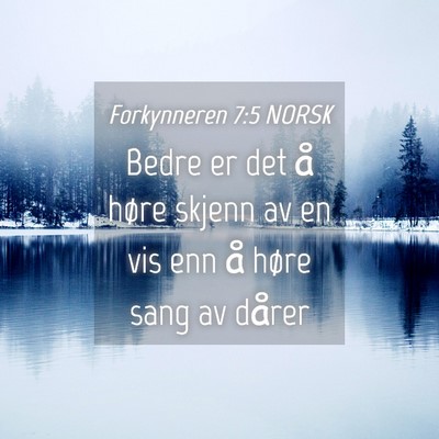 Picture 04 - Forkynneren 7:5 NORSK - Bedre er det å høre skjenn av en vis enn å - Bible Verse Picture