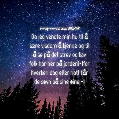 Picture 04 - Forkynneren 8:16 NORSK - Da jeg vendte min hu til å lære visdom å - Bible Verse Picture