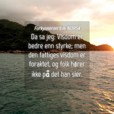Picture 04 - Forkynneren 9:16 NORSK - Da sa jeg: Visdom er bedre enn styrke; men den - Bible Verse Picture