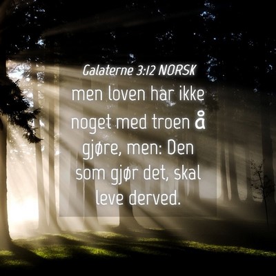 Picture 04 - Galaterne 3:12 NORSK - men loven har ikke noget med troen å gjøre, - Bible Verse Picture