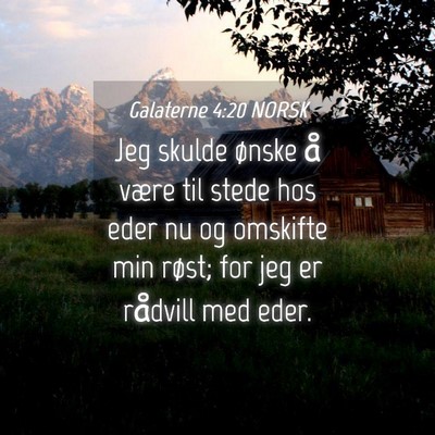 Picture 04 - Galaterne 4:20 NORSK - Jeg skulde ønske å være til stede hos eder nu - Bible Verse Picture