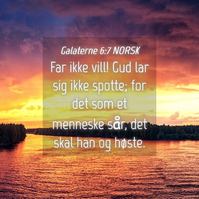 Picture 04 - Galaterne 6:7 NORSK - Far ikke vill! Gud lar sig ikke spotte; for det - Bible Verse Picture