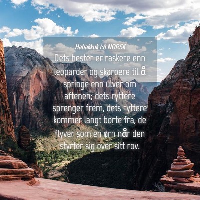 Picture 04 - Habakkuk 1:8 NORSK - Dets hester er raskere enn leoparder og skarpere - Bible Verse Picture