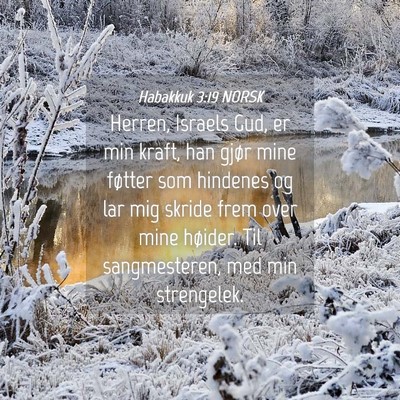 Picture 04 - Habakkuk 3:19 NORSK - Herren, Israels Gud, er min kraft, han gjør mine - Bible Verse Picture