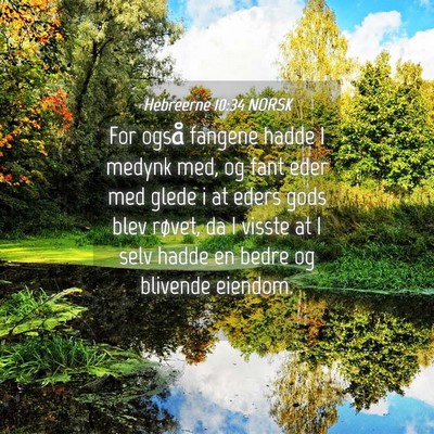 Picture 04 - Hebreerne 10:34 NORSK - For også fangene hadde I medynk med, og fant - Bible Verse Picture