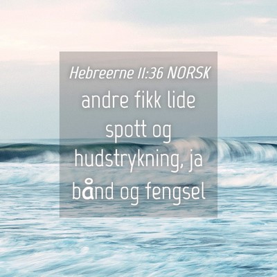 Picture 04 - Hebreerne 11:36 NORSK - andre fikk lide spott og hudstrykning, ja bånd - Bible Verse Picture